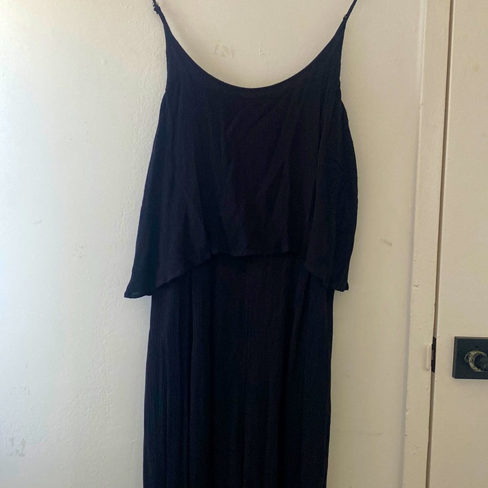 MINKPINK black crinkle fine strap loose play suit.